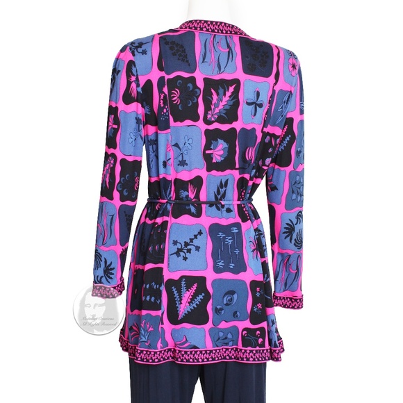 Averardo Bessi Suit Top Pants Belt 3pc Silk Jersey Floral Print Size 44 Rare 90s - Picture 9 of 11